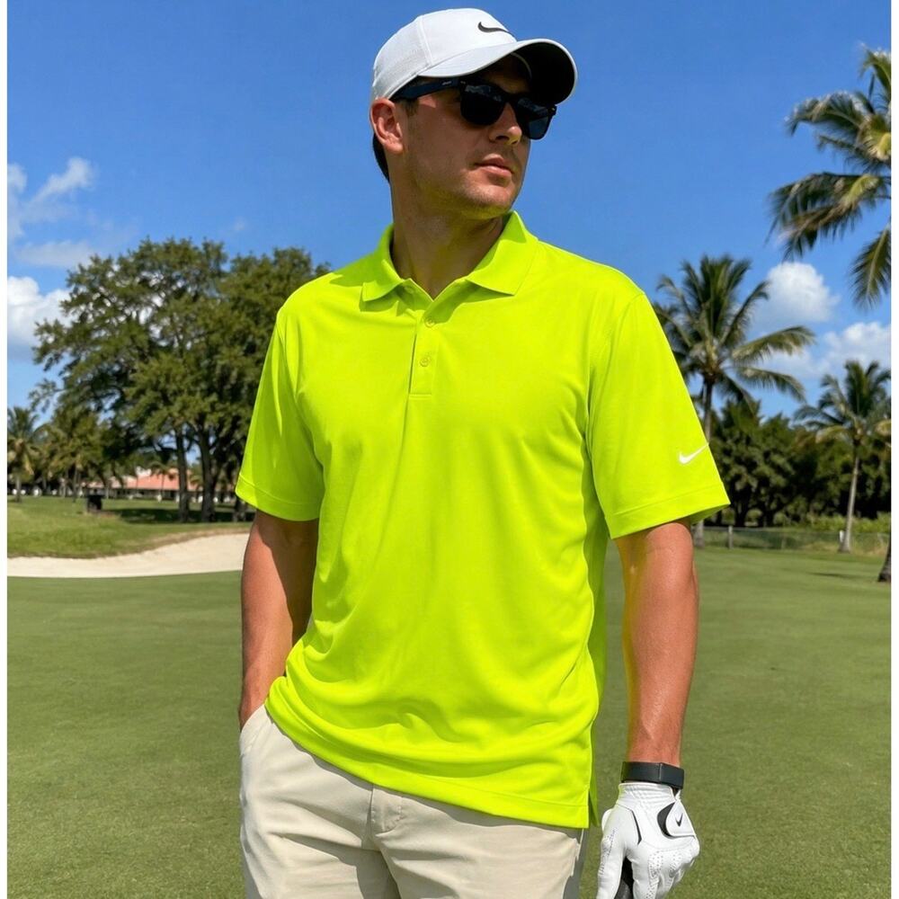 Nike Golf Dri-Fit Polo Shirt Mens XXL Volt Neon Yellow Tour Performance Retired